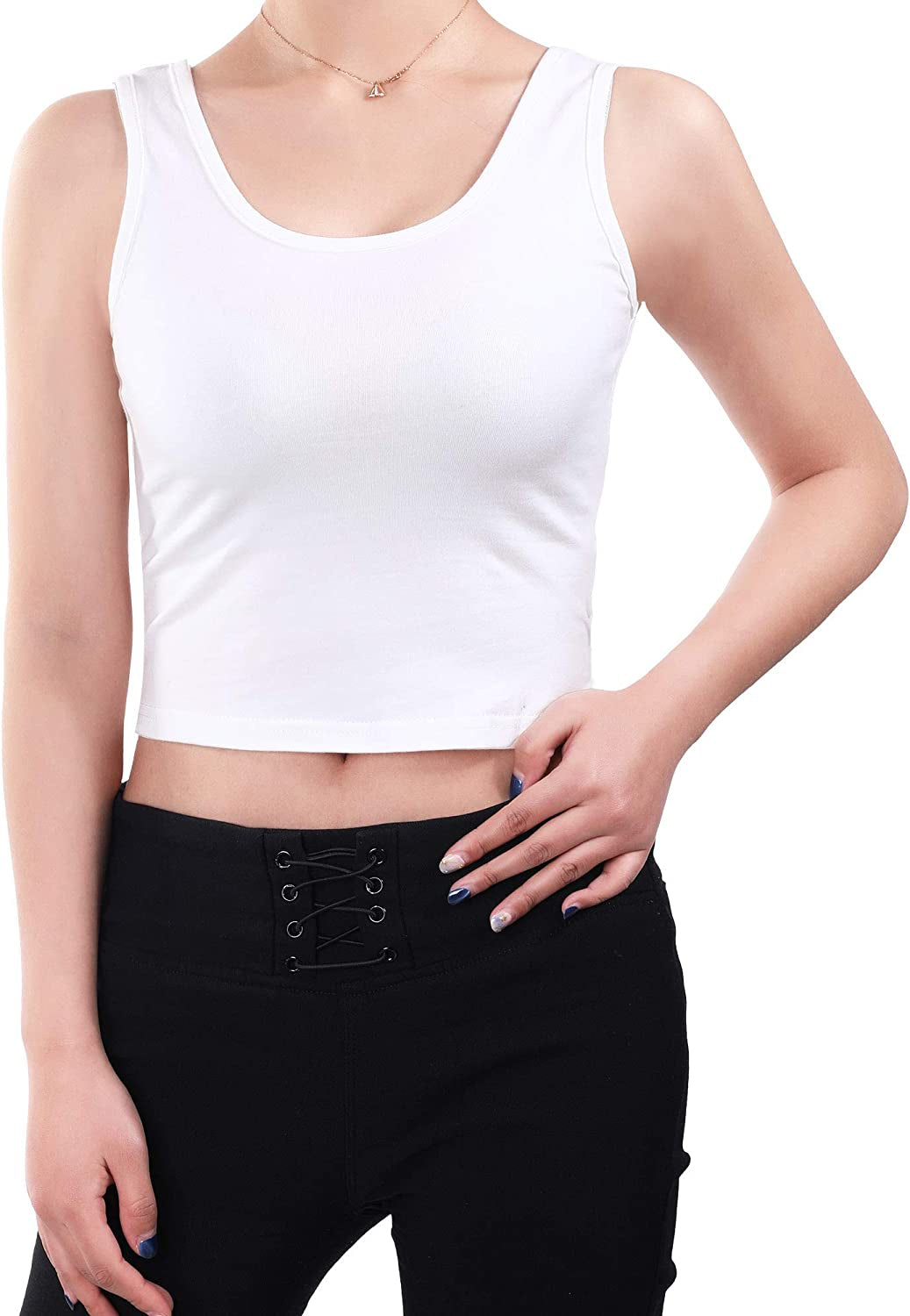 Women's 4-Piece Basic Sleeveless Racerback Crop Tank Top Set for Yoga and Running